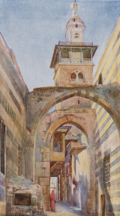 Minaret van de Bruid, Damascus door Walter Spencer Stanhope Tyrwhitt